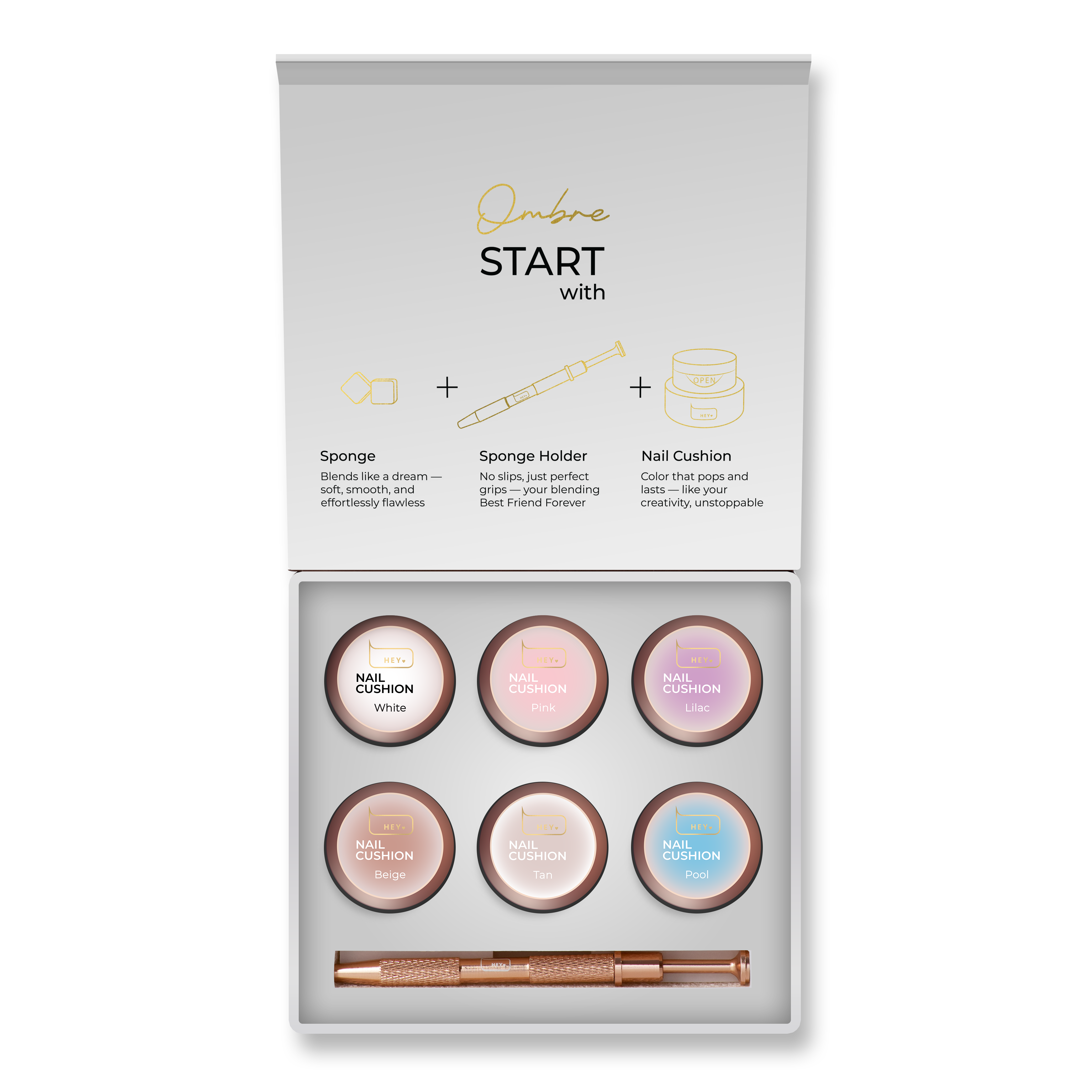 HEYLOVE. Nail Cushion Set, White, 6 pcs